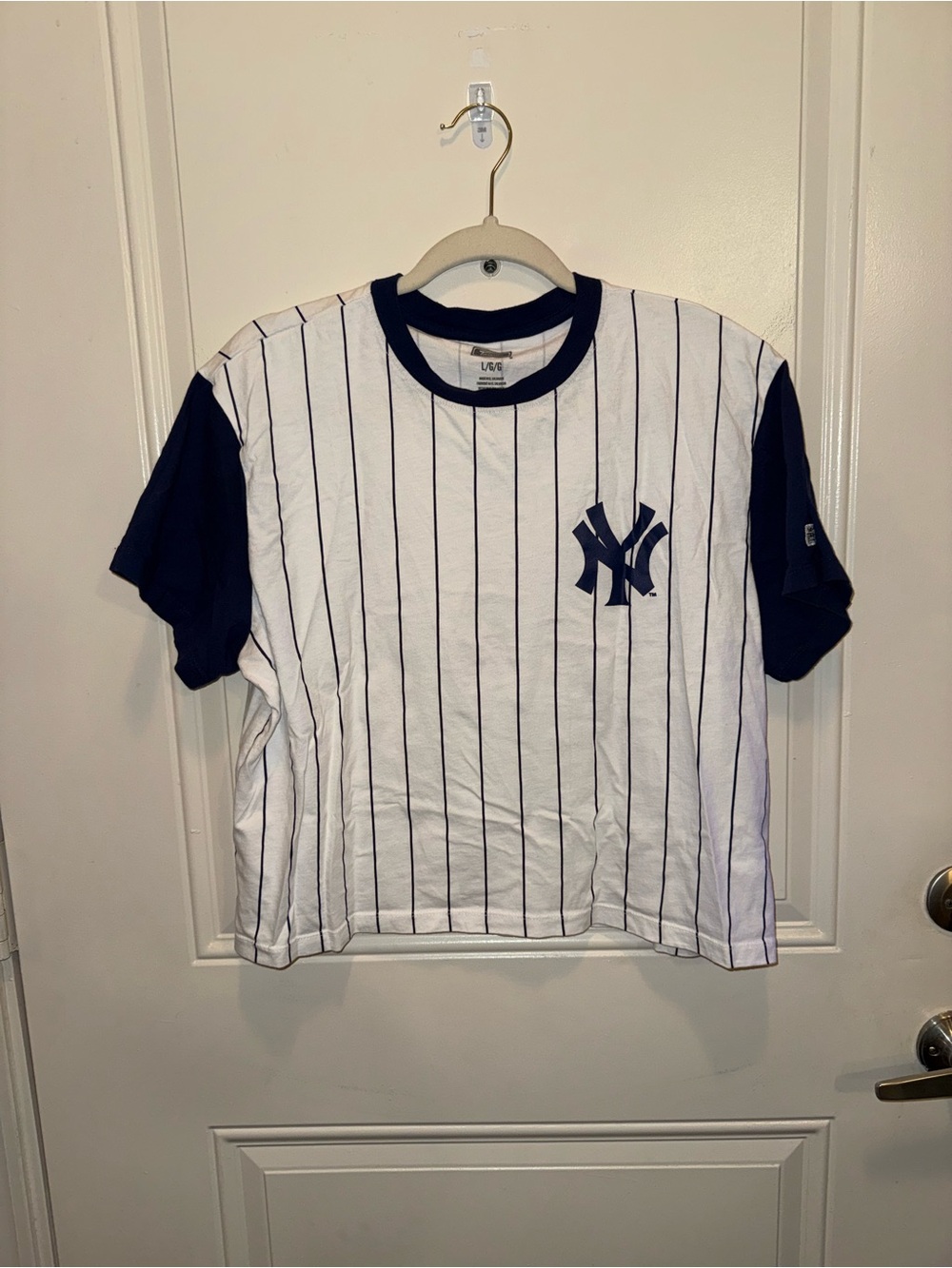 Kids Pinstripe Tee - White & Navy